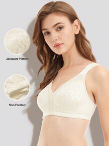 Deyllo Plus Size Comfortable Shaping Bra, Wireless, Unpadded, Lingerie - White - View 2