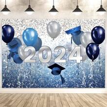5*3英尺2024畢業背景布,各種風格閃爍大型畢業派對背景布,2024畢業快樂橫幅,舞會蛋糕桌裝飾攝影棚道具 - 畢業-1 - 查看 3