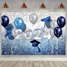 5*3英尺2024畢業背景布,各種風格閃爍大型畢業派對背景布,2024畢業快樂橫幅,舞會蛋糕桌裝飾攝影棚道具 - 畢業-1 - 查看 1