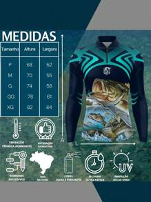 Camiseta De Pesca Camisa Para Pescaria Manga Longa Proteção UV50 Adulto e Infantil Proteção UV 50 Estampas Exclusivas Para Grupo Equipe - Branco - Visão 4