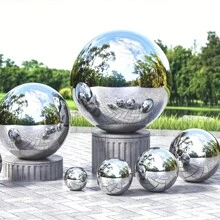 1pc, Garden Gazing Balls, Stainless Steel Mirror Polished Reflective Hollow Ball Decoration Spheres, Floating Pond Balls Seamless Gazing Globe, For Home Outdoor Holiday Decorations, Halloween Decorations 7.9inch Best Gifts Birthday Graduation