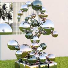 1pc, Garden Gazing Balls, Stainless Steel Mirror Polished Reflective Hollow Ball Decoration Spheres, Floating Pond Balls Seamless Gazing Globe, For Home Outdoor Holiday Decorations, Halloween Decorations 7.9inch Best Gifts Birthday Graduation