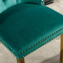 Upholstered High-End Dining Chairs,Tufted Side Chair With Golden Stainless Steel Plating Legs,Nailhead & Back Ring Pull Trim,Kitchen Dining Room Furniture, Tufted Dining Chairs(Green Set Of 4) - màu xanh lá - Xem 8