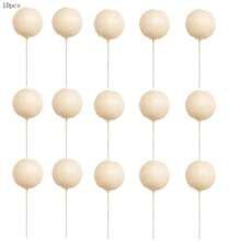 10PCS Apricot Gold Light Brown Ball Cake Topper Shaped Cupcake Insert Cake Topper For Bear Theme Birthday Party Favors Wedding Decor,Christmas - Light Nude Color - View 5