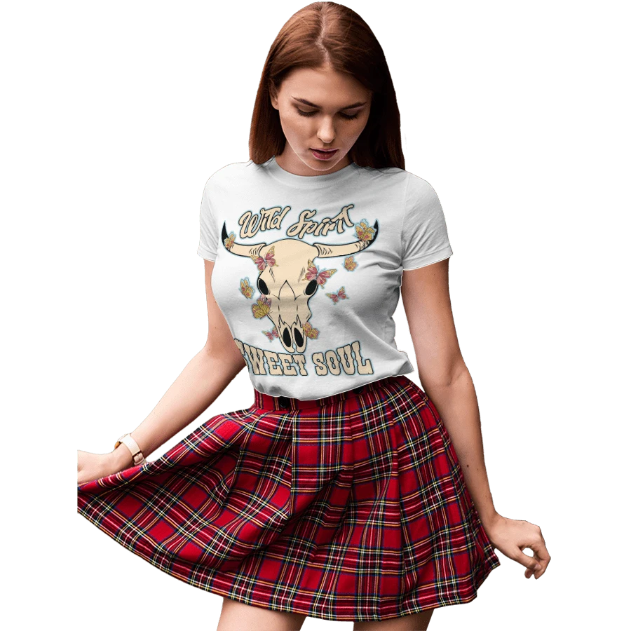 Playera Frase Wild Spirit Sweet Soul Mariposas Toro Calavera Espíritu Salvaje Alma Dulce T-shirt butterfly - Blanco - Ver 1