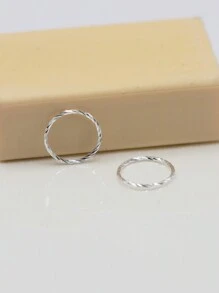 1 đôi Xoắn Vòng mũi Vòng 925 sterling bạc Xỏ khuyên mũi Đối với phụ nữ - Bạc - Xem 3