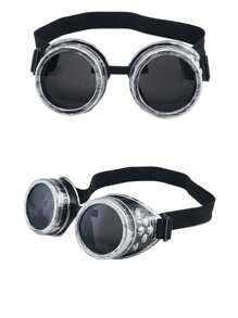 1PC Unisex Multi-Color Retro Steampunk Glasses, Round Personalized Cycling Fashion Glasses, Gothic Style Goggles Street - Multicolor - View 4