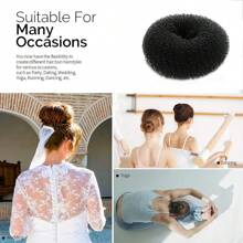 1pc, Braided Hair Bun Maker, Solid Hair Tie Hair Donut Bun Maker, Ring Style Bun, 2PCS Chignon Hair Medium Donut Shaper For Short And Thin Hair ,Hair Styling Tools Hair Accessories - Black - View 2