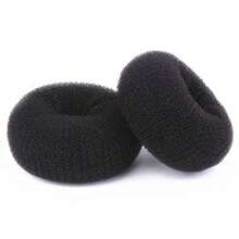 1pc, Braided Hair Bun Maker, Solid Hair Tie Hair Donut Bun Maker, Ring Style Bun, 2PCS Chignon Hair Medium Donut Shaper For Short And Thin Hair ,Hair Styling Tools Hair Accessories - Black - View 1