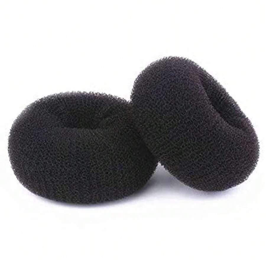 1pc, Braided Hair Bun Maker, Solid Hair Tie Hair Donut Bun Maker, Ring Style Bun, 2PCS Chignon Hair Medium Donut Shaper For Short And Thin Hair ,Hair Styling Tools Hair Accessories - Black - View 1