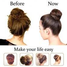 1pc, Braided Hair Bun Maker, Solid Hair Tie Hair Donut Bun Maker, Ring Style Bun, 2PCS Chignon Hair Medium Donut Shaper For Short And Thin Hair ,Hair Styling Tools Hair Accessories - Black - View 3