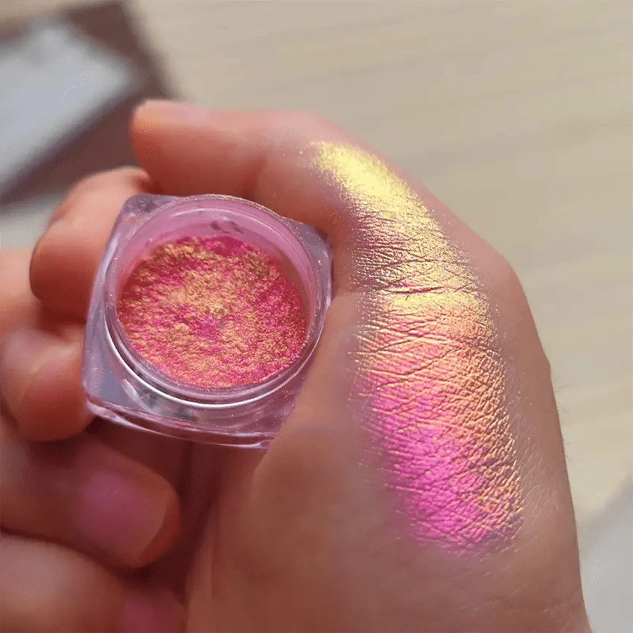 Neuestes optisches farbwechselndes Pulver Nail Art Glitzer mit Strass Schimmer & Regenbogen Reflexionseffekt 0,5g