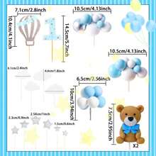 LaVenty 17 PCs Luxury Blue Bear Cake Decoration Teddy Bear Cake Decoration Birthday Cake Decoration Teddy Bear Birthday Party Supplies Teddy Bear Birthday Decoration - Multicolor - View 5