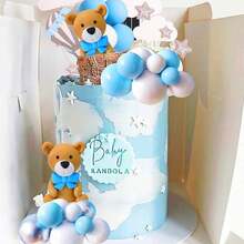 LaVenty 17 PCs Luxury Blue Bear Cake Decoration Teddy Bear Cake Decoration Birthday Cake Decoration Teddy Bear Birthday Party Supplies Teddy Bear Birthday Decoration - Multicolor - View 6