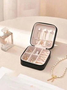 1入珠寶收納盒,珠寶整理盒,pu皮革禮品盒,適用於戒指,耳環,項鍊,手鍊,指甲油,化妝品,家居和旅行 - 彩色 - 查看 16