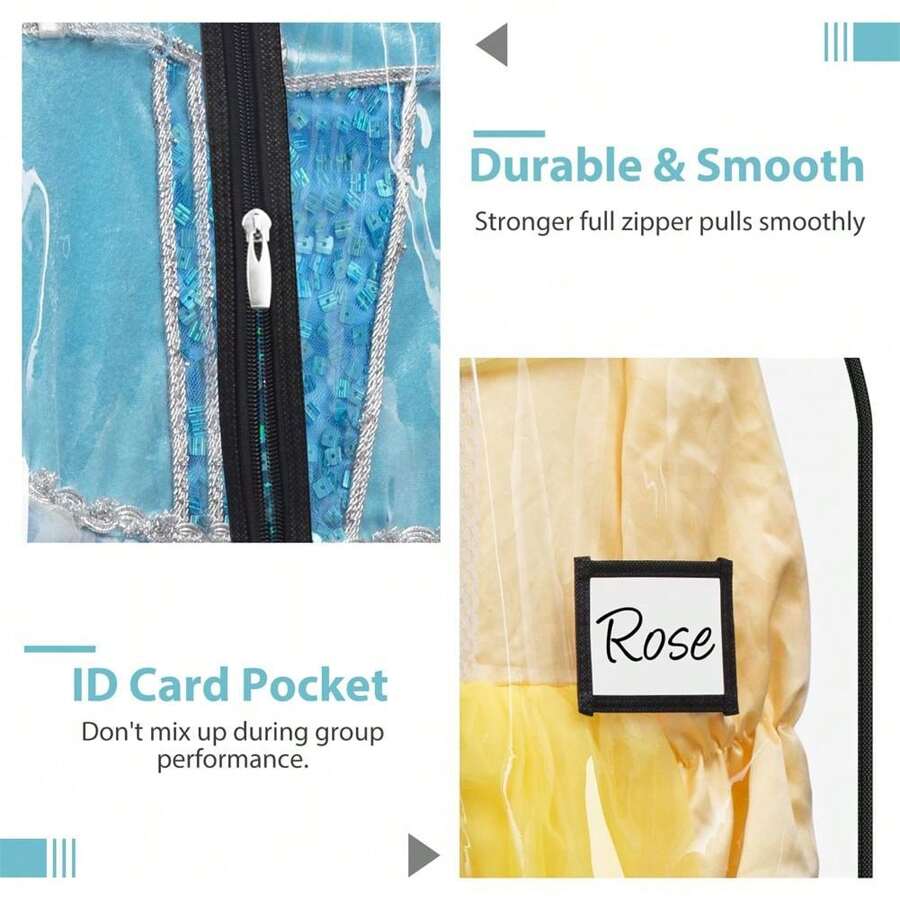 2 Packs Clear Dance Garment Bags For Dancers With 4 Pockets, 40" Kids