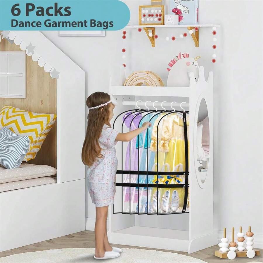 2 Packs Clear Dance Garment Bags For Dancers With 4 Pockets, 40" Kids