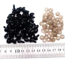 50 件黑色塑料安全鼻子，适用于 Amigurumi 玩偶、毛绒泰迪熊动物 DIY 工艺品套装，配有塑料垫圈 - 黑色 - 查看 15