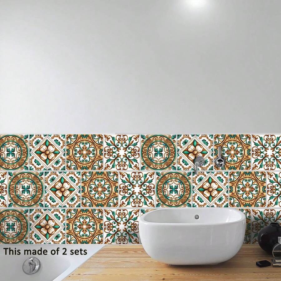 Alwayspon 10Pcs Peel And Stick Vinyl Wall Tile Sticker, Self-Adhesive Waterproof Backsplach Sticker For Kithchen Bathroom Decor, Square PVC Tile Decals Apply On Tiles, Easy To Use Clean And Remove - Garden - View 1