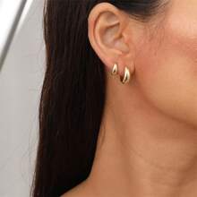 6pcs/Set Teardrop Shaped C Design Earrings - Gold - View 5