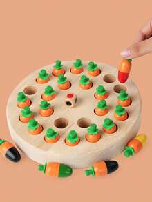 Children's Fun Board Game, Wooden Carrot Color Memory Chess Toy, Intelligence Game Toy, Parent-Child Interaction Game, Thinking Training Board Game - Apricot - View 9