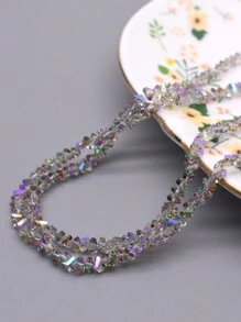 4mm 130 buc. Mărgele de cristal transparente triunghiulare Mărgele de sticlă de cristal de culoare strălucitoare Mărgele libere pentru realizarea de bijuterii, colier de cercei DIY