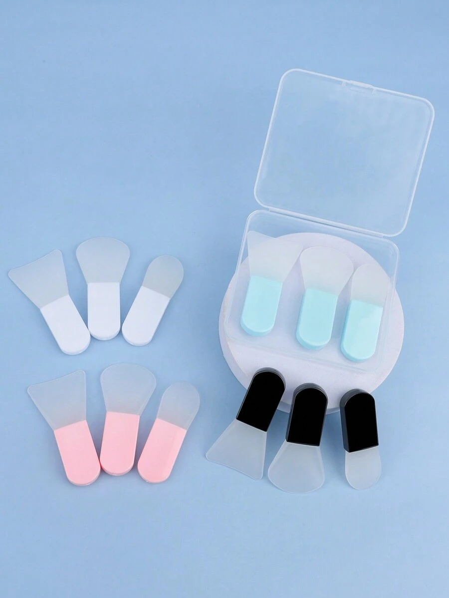 RANCAI 3pcs Travel Portable Mini Mask Brush Set Beauty Skincare Silicone Mask Brush Set Mud Mask Brush Facial Application Beauty Tool Makeup Brush - Multicolor - View 1