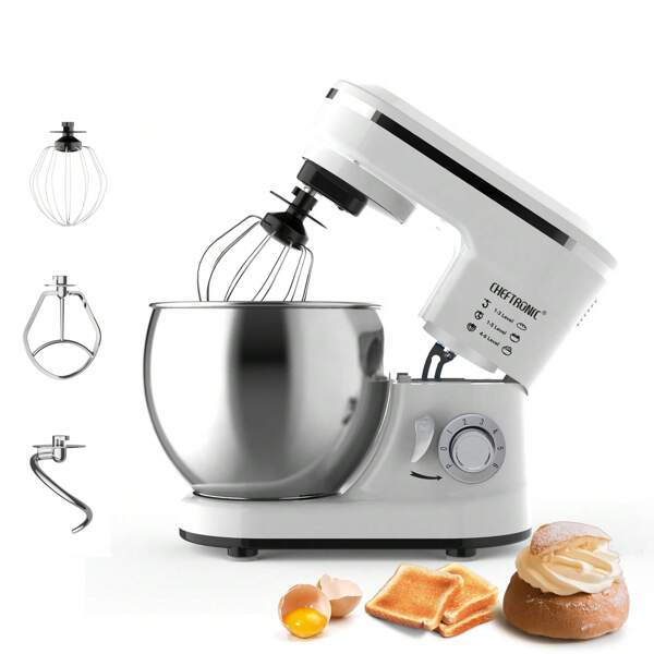 CHEFTRONIC 1 Stück Elektrischer Mixer Eierbeater, Verbesserte Haushalts Stand-mixer Für Peicual 1200w 6+p Geschwindigkeit Hochleistung Tilt-kopf Elektrischer Küchenmixer 5l Edelstahlschüssel Mit Knethaken, Flachrührer, Wire Whisk & Flex Motorschutzhaube Küchenbedarf Kleingeräte (eu Stecker)