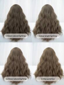 1 miếng Sợi tổng hợp Chống nóng Tóc xoăn Tóc mái Tóc giả Nâu 26 Inch Dệt Hằng ngày Tự nhiên Thực tế Tóc giả - Nhiều màu - Xem 9