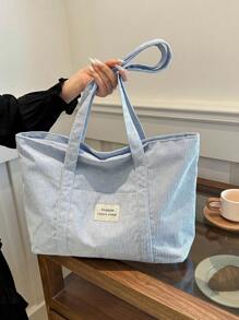 Bolso de mano grande de pana de unicolor simple, útiles escolares, bolsa escolar, vuelta al colegio, bolso escolar grande, gran capacidad, portátil, adecuado para adolescentes, mujeres, estudiantes universitarios, niños y hombres, principiantes y trabajadores de cuello blanco, perfecto para volver al colegio, primer día de escuela, universidad, trabajo, negocios, ir y venir, al aire libre, viajes, oficina, nueva bolsa de mujer para otoño e invierno, mejor bolso de otoño