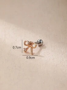 1 件时尚可爱的蝴蝶结耳环，采用钛钢和水钻，适合女性日常佩戴情人节、妈妈、母亲、母亲节、礼物 - 蝴蝶結 - 查看 7