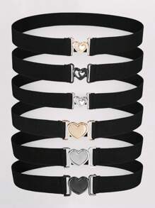 Plus Size Elastic Women Belts 1 PC Fashionable Y2K 1.2inch Thin Skinny Black Casual Waistband Belts With Golden Silvery Buckle For Jeans Dresses Coat Pants Valentine's Day Gift Accessories Summer, School Fall, Autumn, Halloween - Multicolor - View 6