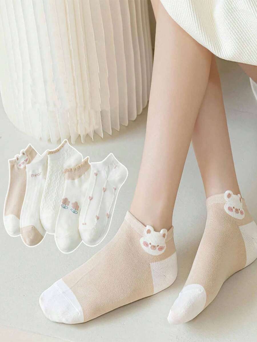 5 cặp/bộ Ngẫu nhiên Vận chuyển Của phụ nữ Mùa hè Gầy Vớ hình thuyền Màu thuần Ngắn Vớ - Nhiều màu - Xem 1