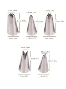 3/5/6/9/33/36/52pcs Stainless Steel Piping Tips Set, Leaf Decorating Tool - Silver - View 3