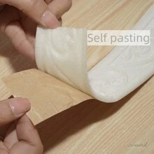 1 rollo de 2.2m de decoración 3D autoadhesiva con relieve, material XPE, tallado floral, elegante y sencillo, a prueba de golpes, impermeable, para decoración del hogar, remodelación, juntas de azulejos, marcos de puertas y ventanas, fondos de TV, zócalos, pegatinas, vinilos decorativos para el hogar, artículos de decoración de primavera para renovar tu hogar, pegatinas de decoración de ramas