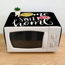 1pc Simple "Sweet Home" Black Text Design Microwave, Washing Machine, Refrigerator Dustproof Cover, Multi-Functional