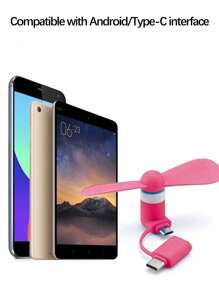 1 件 Type-C+Android 接口便携式迷你手机风扇，兼容 Type-C 和 Android 接口设备，如智能手机和平板电脑，适用于夏季假期便携式风扇 - 玫紅色 - 查看 3