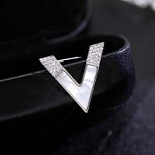 V 型水鑽胸針鑲嵌閃亮水鑽復古領口扣胸針配件適合女士和女孩服裝和圍巾裝飾 - 金色 - 查看 14