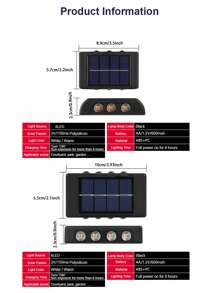 1 件小型太陽能 Led 壁燈,有上下照明,適用於花園、陽台、庭院、街道、牆壁、甲板、柵欄、門廊。戶外裝飾照明