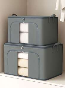 1个灰色衣物收纳袋，可作被子收纳袋、多用途收纳袋，防水防潮，双拉链设计，适合在家收纳床上用品、毯子、衣物，大容量可折叠收纳袋，亦可作装饰品、节日装饰、房间装饰、家居装饰、卧室装饰，可收纳连衣裙、裤子、鞋子、牛仔裤、靴子、裙子等，适用于卧室、收纳袋、家居收纳、白色T恤、黑色裤子、女士冬季服装、连衣裙等。 - 灰色 - 查看 1