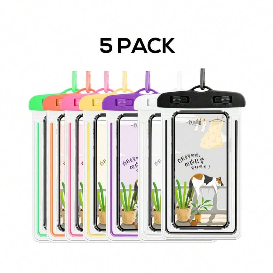 5 Pieces Waterproof Dustproof Diving Phone Case, Random Colors