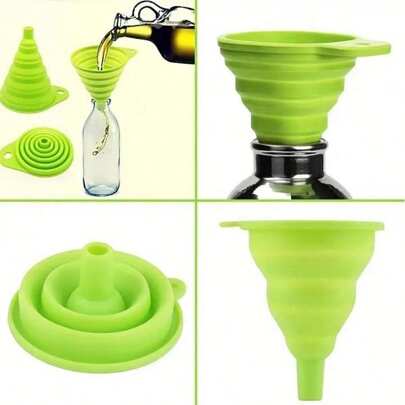 1pc Silicone Collapsible Funnel - Kitchen Gadget For Easy Liquid Transfer