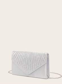 轻巧，商务休闲水钻装饰水桶包迷你抽绳设计，透明包仿珍珠包晚宴包，晚餐包迷人，优雅，精致，安静的奢华水钻适合派对女孩，女人，新娘非常适合派对，晚宴/宴会圣诞派对礼服，完美搭配新年服装，必备婚礼物品，完美搭配毕业礼服，舞会礼服 - 銀色 - 查看 7