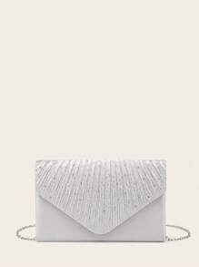 轻巧，商务休闲水钻装饰水桶包迷你抽绳设计，透明包仿珍珠包晚宴包，晚餐包迷人，优雅，精致，安静的奢华水钻适合派对女孩，女人，新娘非常适合派对，晚宴/宴会圣诞派对礼服，完美搭配新年服装，必备婚礼物品，完美搭配毕业礼服，舞会礼服 - 銀色 - 查看 6