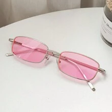 1 Cặp Kính Vuông Thời Trang Cho Nam Và Nữ, Kính Thời Trang Cho Du Lịch, Tiệc Tùng, Thích Hợp Để Đeo Hàng Ngày Và Mục Đích Trang Trí - Mảnh màu đen và xám khung vàng - Xem 5