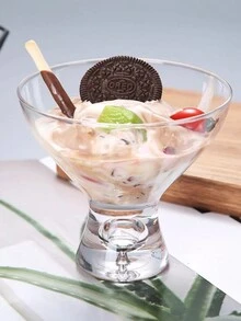1pc Clear Dessert Bowl/Ice Cream Bowl/Glass Bowl For Party/Home Use, 250ml - Clear - View 1