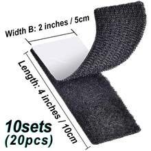 10 bộ ( 20 cái ) Hook và vòng Ruy băng Với Keo dán Trở lại , Sức mạnh Dính Dây buộc Lắp đặt Ruy băng Nhiệm vụ nặng nề Đối với Phòng học Nhà  Văn phòng Sử dụng Tấm thảm Sofa Đi văng Thảm Nệm - màu đen - Xem 10