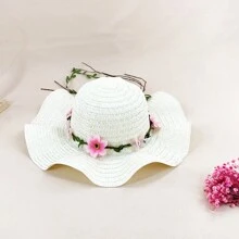 1pc Women's Flower Decorated Woven Straw Hat With Wide Brim And Adjustable Headband For Sun Protection, Suitable For Daily Outings, Beach, Vacation, Etc. Various Colors Available Boho Valentine's Day Valentines - Multicolor - View 16