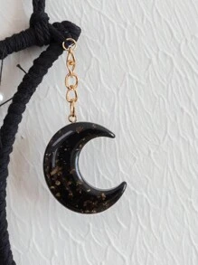 1入組流蘇裝飾織物壁掛波西米亞月亮形狀掛飾傢居