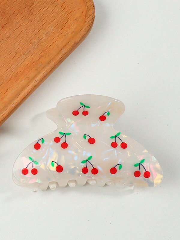 1pc Medium Size Acrylic Alligator Hair Clip With Cherry Fruit Print Cute Strawberry,Dopamine Valentine's Day Valentines Hair Claws Claw Clips Hair Clips Hair Jaw Clip Hair Clamps Hair Clutch Hair Catcher Clip